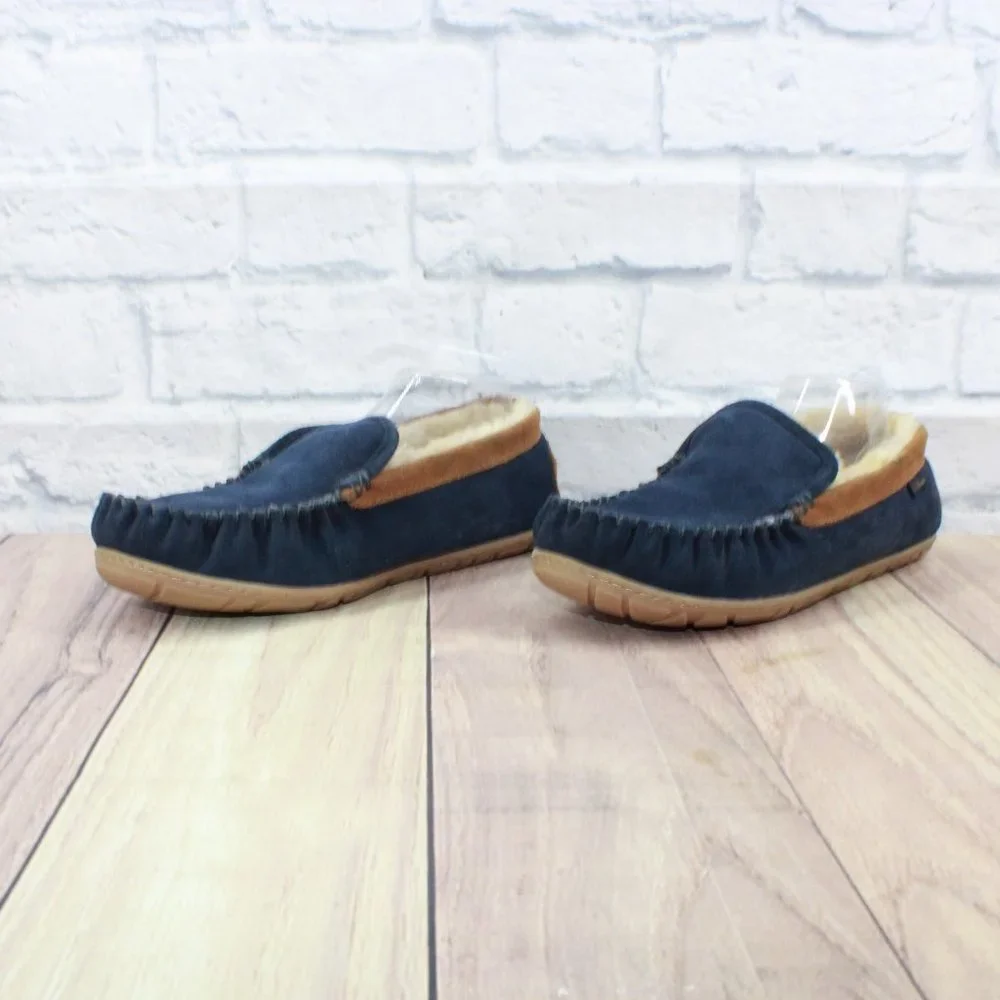 LL BEAN Blue Suede Wicked Good Shearling Lined Slippers Venetian 11 M - Picture 2 of 9